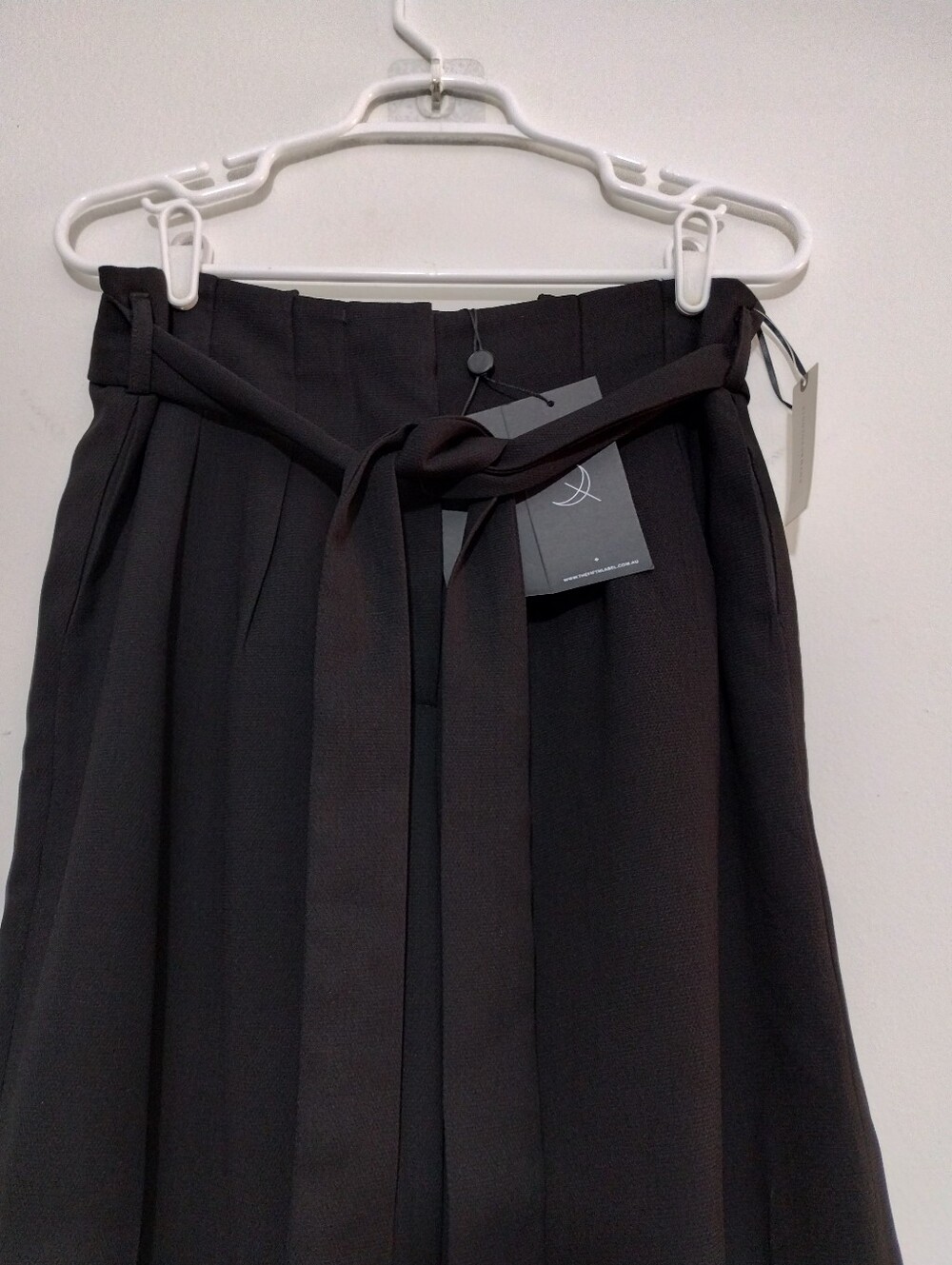 The Fifth Label Black High-Waist Wide Leg Paperbag Pants Tie Waist - Picture 2 of 5